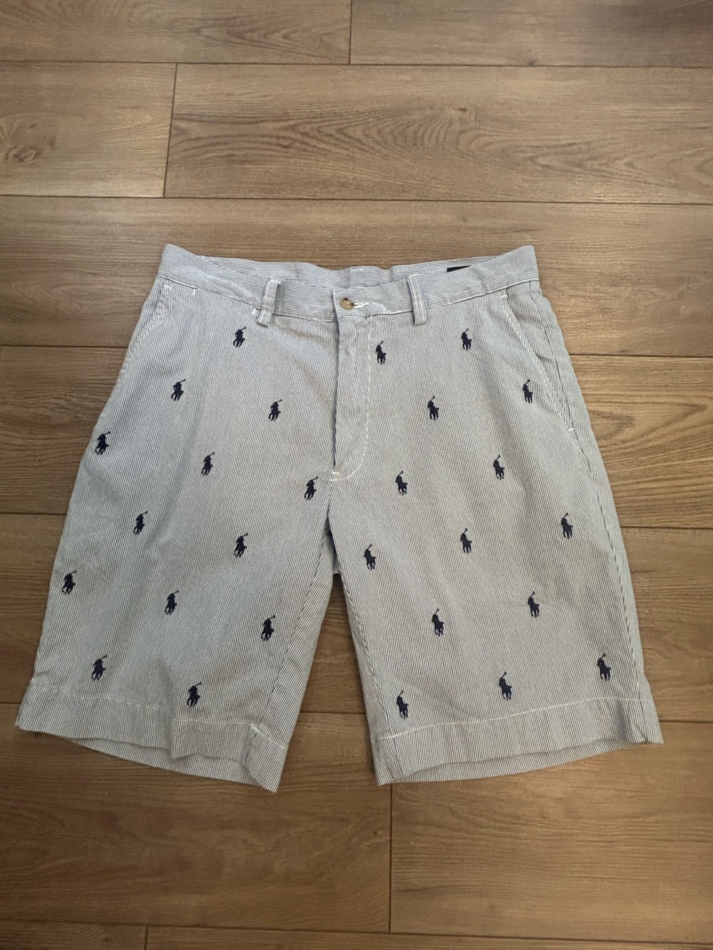 Polo Ralph Lauren Classic Fit Seersucker Embroidered Pony Shorts Men’s 31